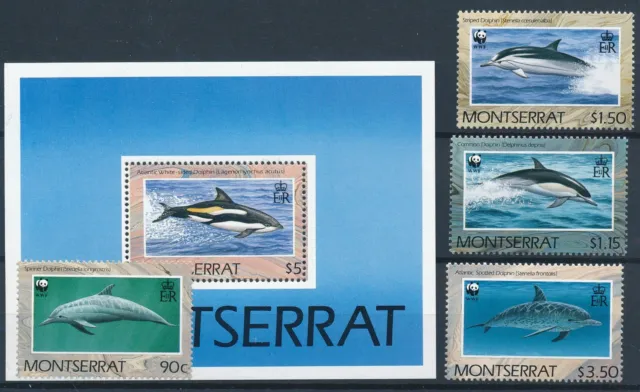 [PRO1148] Montserrat Dolphins good set very fine MNH stamps + sheet