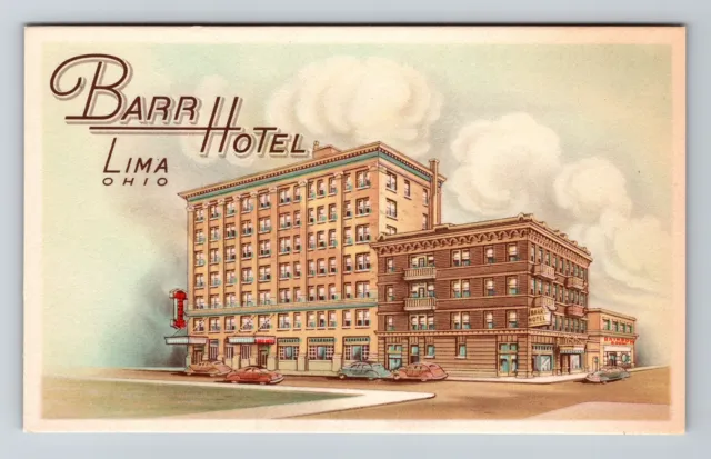 Lima OH-Ohio, Barr Hotel & Cocktail Lounge Advertising, Vintage c1950 Postcard