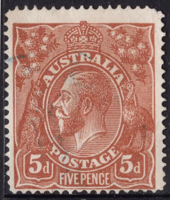 1915 5d chestnut KGV head, single wmk, smooth ppr single-line perf, BW122 GU (AK