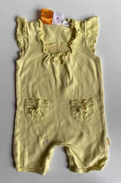 Pumpkin Patch baby girl size 6-12 months yellow one-piece romper lace, VGUC