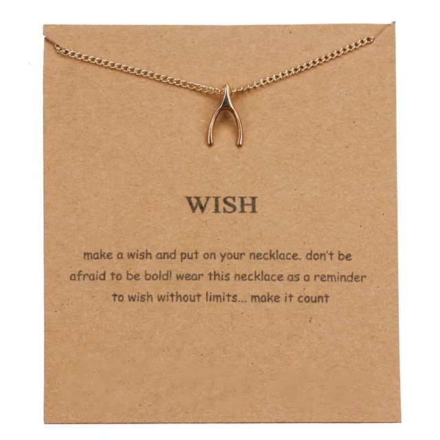 Lucky Wish Bone Gold Dipped Pendant Necklace YS106