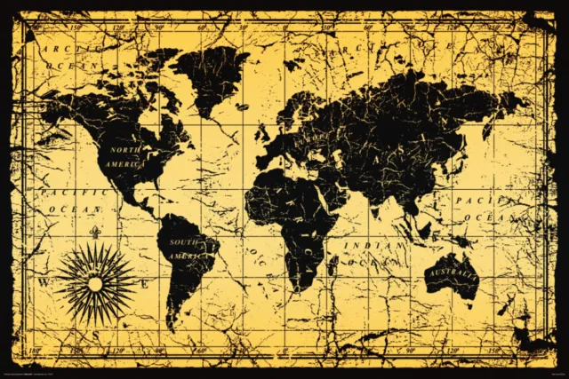 World Map Old Style Cool Wall Decor Art Print Poster 36x24