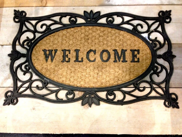 Fußmatte Welcome, Matte für den Hauseingang -Türmatte im Landhausstil Gummimatte
