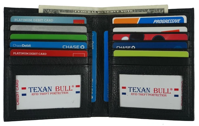 Men's Genuine Leather Bifold Wallet Slim Hipster Cowhide Credit Card and  ID New