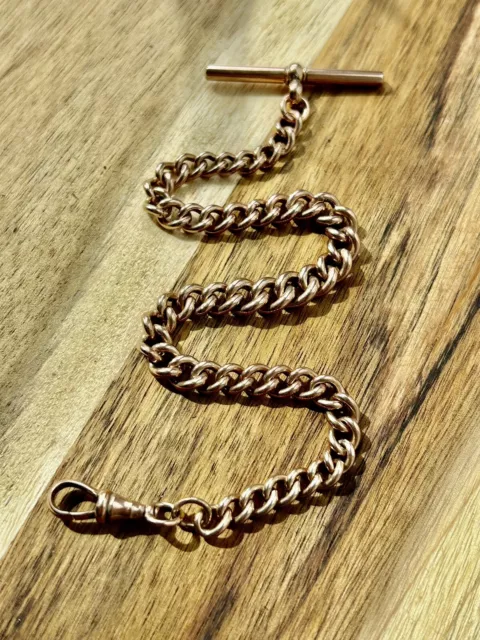 Victorian 18ct rose rolled gold albert pocket watch chain 1890s