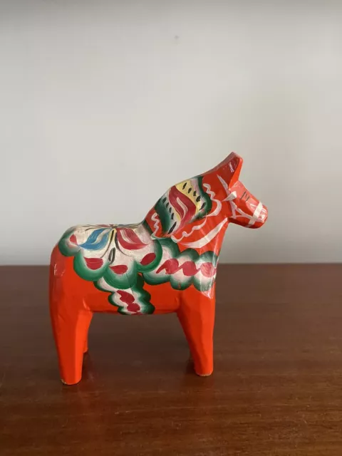 Caballo Dala de Madera Vintage, Navidad Escandinava, 13,5 cm