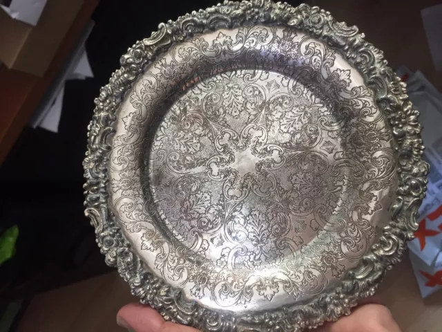 Antique 199 Silver Plate Dish Ornate Ind Argentina Rep Sheffield Rodin ca.
