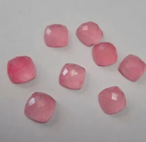 10 Pcs Great Lot Natural Pink  Jade 9 mm Cushion Checker Cut Loose Gemstone