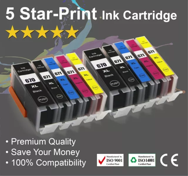 10x Ink Cartridges for Canon PGI670XL CLI671XL PIXMA MG7766 TS5060 TS6060 TS8060