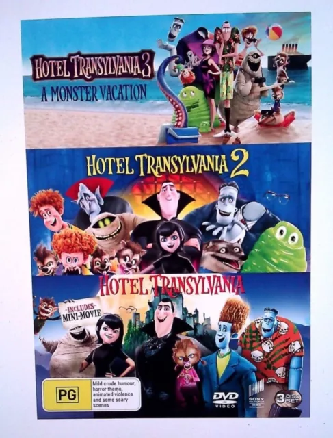 Hotel Transylvania 3-Movie DVD Collection, Includes Mini-Movie, PG Rating.