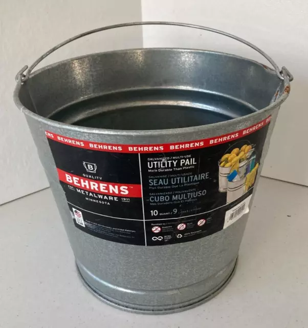 10 qt quart Heavy Duty Galvanized SteeL BUCKET rOund Pail BEHRENS 1210GS