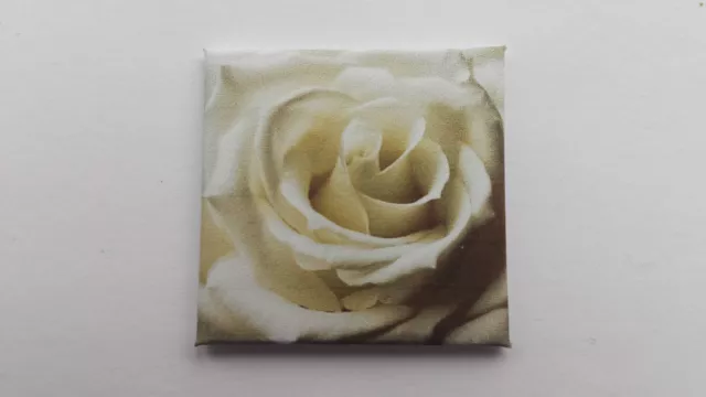 Handmade Miniature Doll House Accessory Canvas Style Wall Art Picture White Rose
