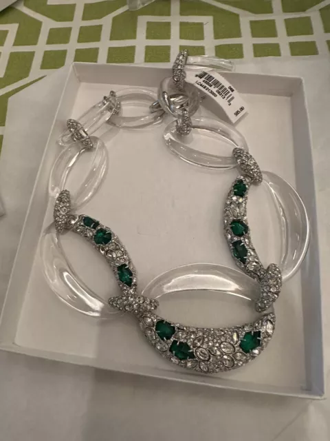 Alexis Bittar Lucite and Emerald and Crystal Stunning Link Necklace plus Nadri