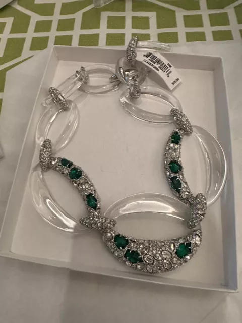 Alexis Bittar Lucite and Emerald and Crystal Stunning Link Necklace plus Nadri Alexis Bittar Lucite and Emerald and Crystal Stunning Link Necklace plus Nadri