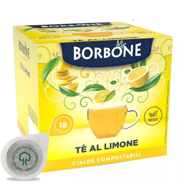 18 Cápsulas Caffè Borbone Bebida Té Negro Limón Filtro de Papel 44MM Té