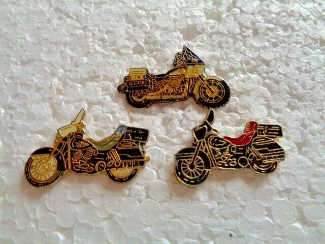 Job lot of 3 Touring motorcycle shaped metal lapel pins