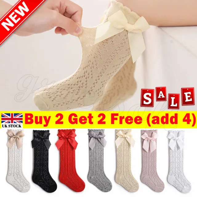 Baby Girl Satin Ribbon Bow Knee Socks Spanish Romany Soft Touch 0-3 Age UK