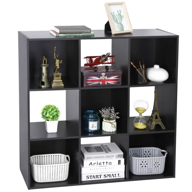 3 Tier 9 Cube Storage Stackable Organizer Closet Wooden BookShelf Home Office