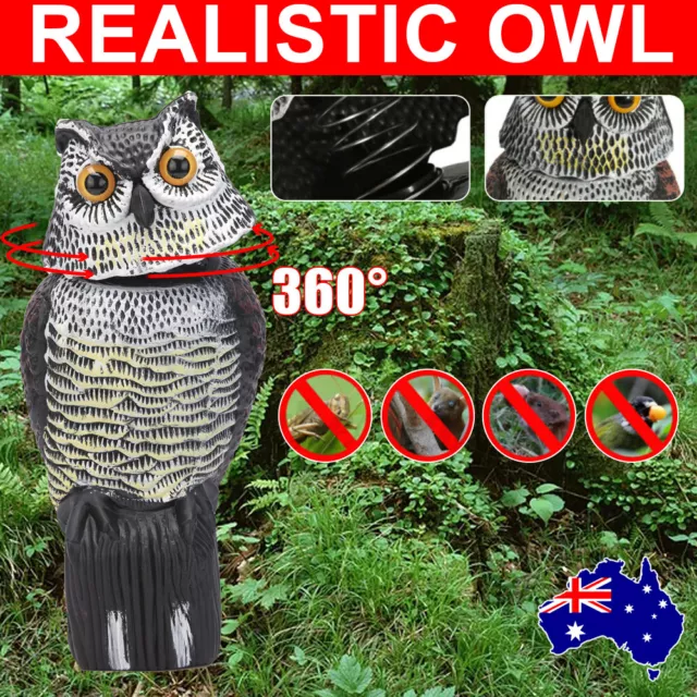 38CM Realistic Scare Owl Pest Bird Deterrent Repeller Scarer Statue Decor Garden