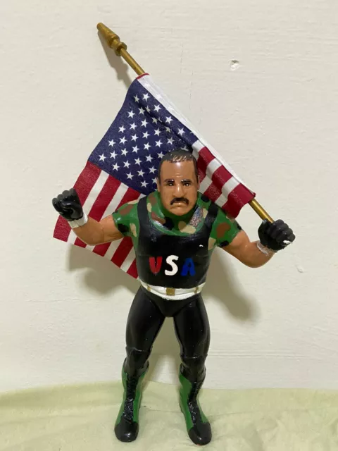 WWF WWE Custom LJN "Sgt. Slaughter " - Action Figure  w/ In Ring Attire and flag