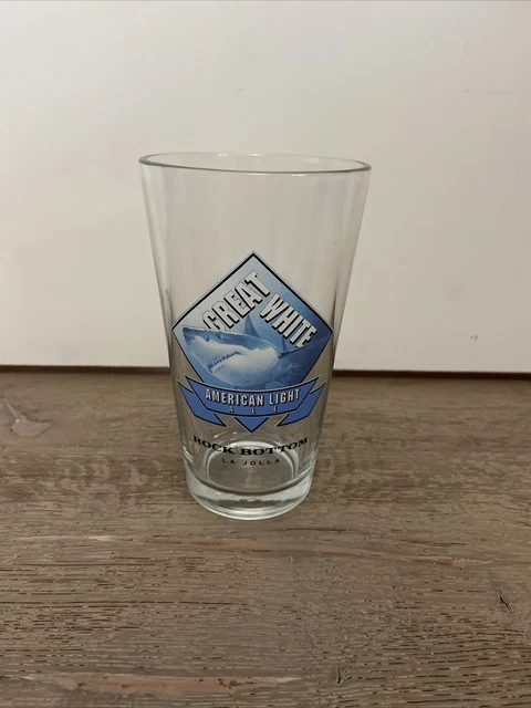 VTG Great White American Light Ale Rock Bottom Brewery La Jolla Beer Pint Glass
