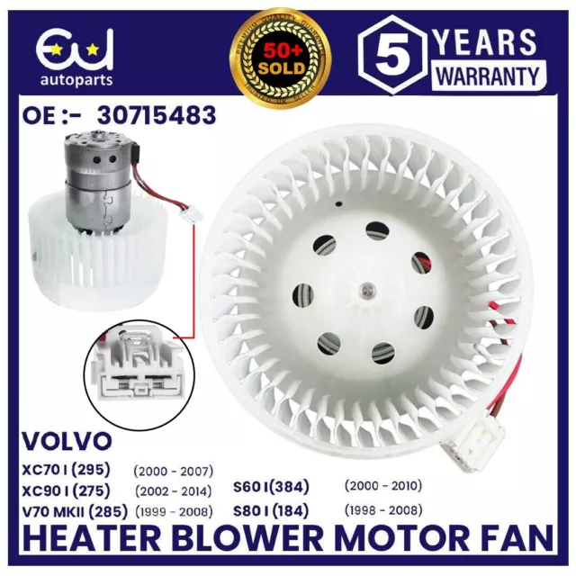 New Heater Blower Motor Fan For Volvo S60 384 S80 V70 285 Xc90 275 Xc70 295