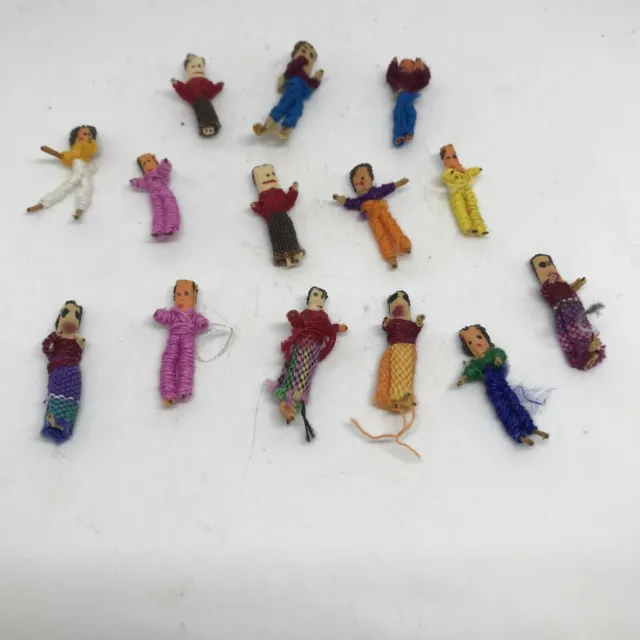 Vintage Guatemalan Worry Dolls Mini 1.25” Lot of 14 handmade