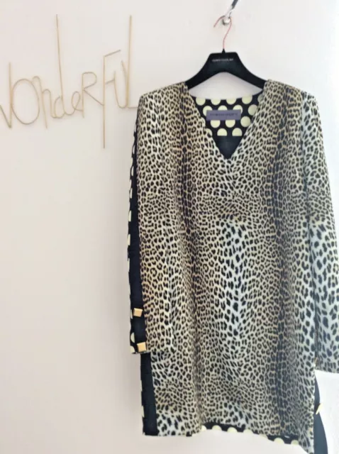 EMANUEL UNGARO Paris Kleid Leopard polka dots Punkte Gr 36 Neu