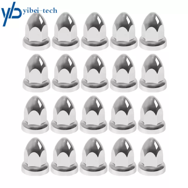 33 mm 2 3/8" H Chrome Plastic Bullet Nut Cover w/ Flange - Push-On - 20 Pack