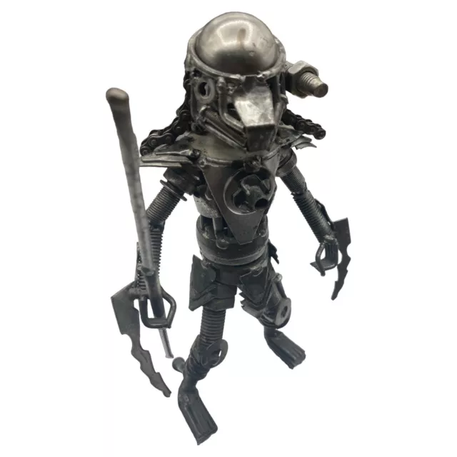 Predator Inspired Recycled Scrap Metal Sculpture Figure 8 1/2"