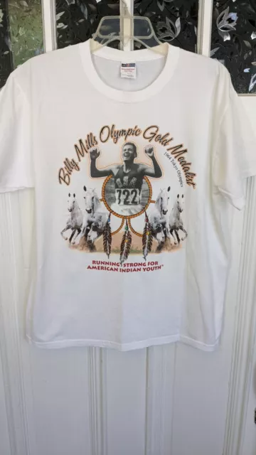 BILLY MILLS T SHIRT Olympic Gold Medal NATIVE AMERICAN INDIAN Oglala Sioux Tribe
