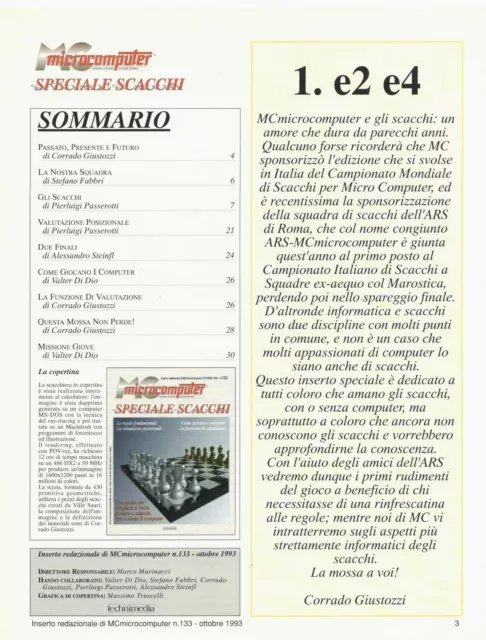 MICROCOMPUTER SPECIALE SCACCHI Inserto Ottobre 1993 Chess Computer Retrocomputer 2