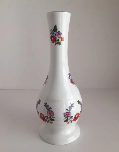 Kalocsa Hungarian Vase Hand Painted Floral Hungary 10” Gold Gilt