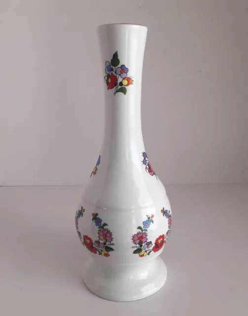 Kalocsa Hungarian Vase Hand Painted Floral Hungary 10” Gold Gilt