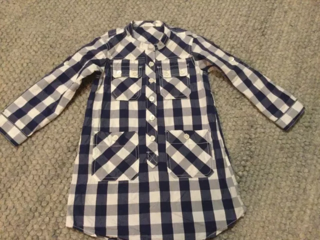 Girls COUNTRY ROAD dress blue white check button front 100% Cotton size 5