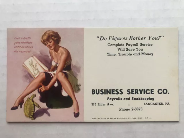 Vintage 1950's Pinup Girl Advertising Blotter by Earl Moran -Blond Reading Book