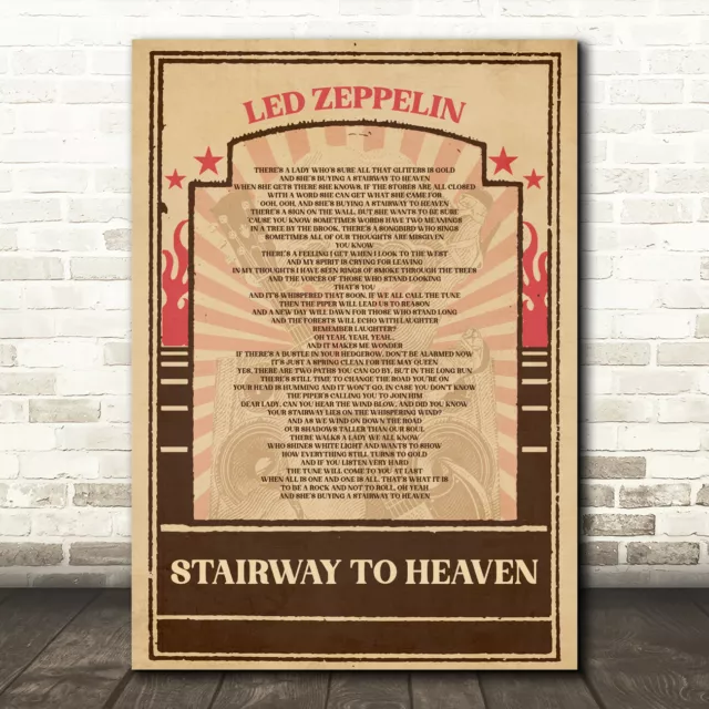 Stairway To Heaven Vintage Flame Poster Music Song Lyric Wall Art Print