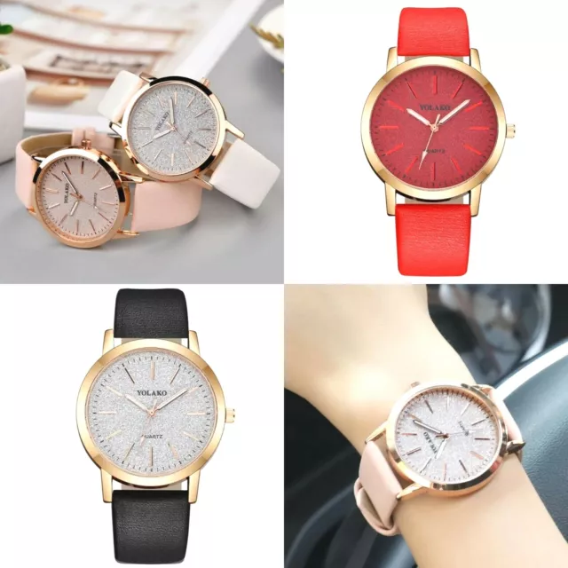 Ladies Wrist Watch Analogue Quartz Womens Fashion Leather Strap Watches Gift UK