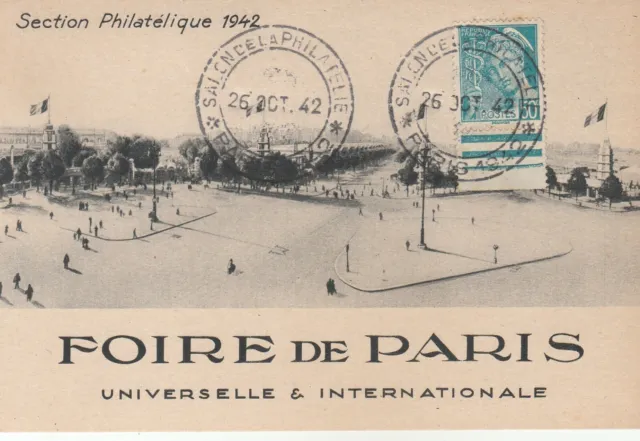 Carte Postale Foire De Paris 1942 - 24/09/1945 + Yt 741