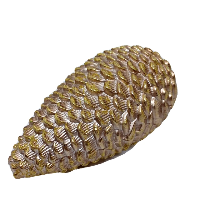 Christmas Pinecone Ornament  Gold Glittered Aluminum Mold Large 10 in x 5 in