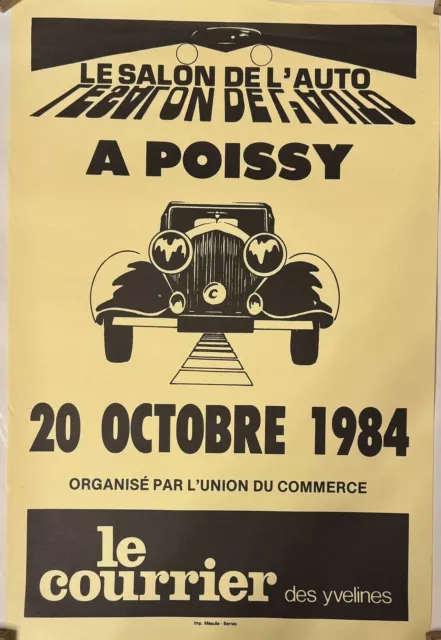 ANCIENNE AFFICHE SALON DE L’AUTO 1984 VINTAGE AUTOMOBILE Jaune