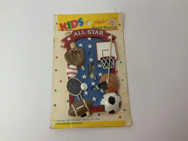 Vintage American Tack & Hardware All Star Hand Painted Sports Switch Plate Cover