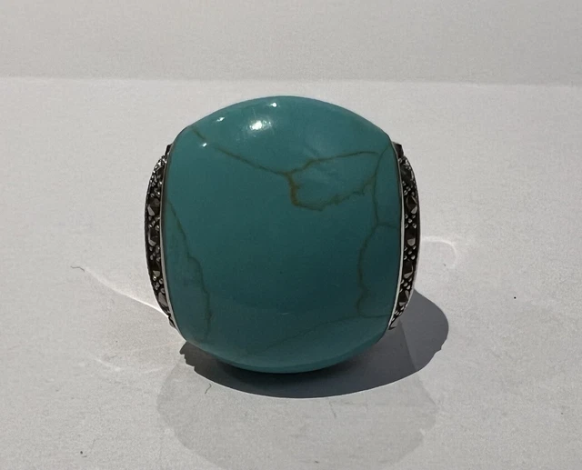 Superbe grosse bague - argent massif et Turquoise