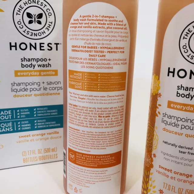 The Honest Company Shampoo & Body Wash Sweet Orange Vanilla W/ Bonus Wipes New 2