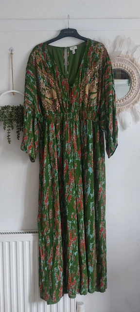 RIVER ISLAND PLUS Brand New Smart Green *Satin Floral Jumpsuit W/Pockets  s18 33.98 - PicClick UK