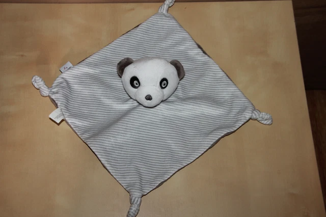 Doudou Nicotoy Simba Dickie Noa Le Panda Plat Gris Raye Blanc Noeuds  Etat Neuf