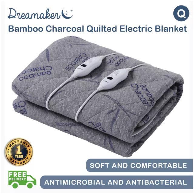 Dreamaker 500GSM Fully Fitted Bamboo Quilted Heated Electric Blanket Queen Bed