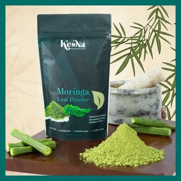 Poudre de feuilles de Moringa oleifera, superaliment naturel pur à 100 %,...