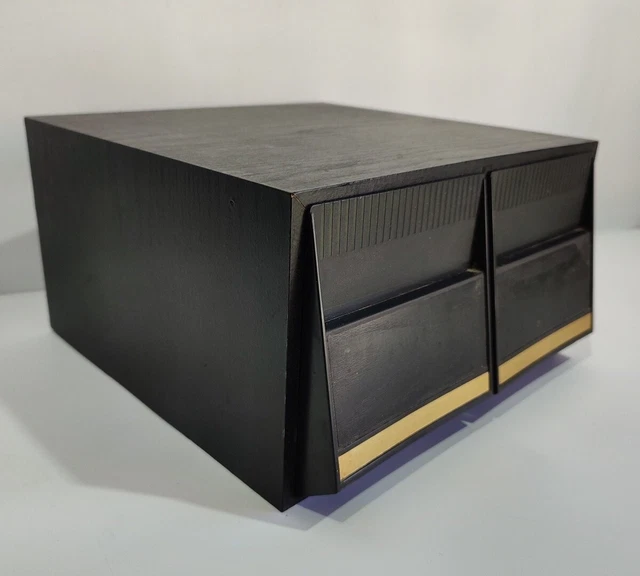 CD Two Drawer Black Wood Effect Cabinet 40 CD Storage Box Holder