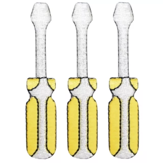 Screwdriver Applique Patch - Craftsman Mechanic Tool 2.5" (3-Pack, Iron on)